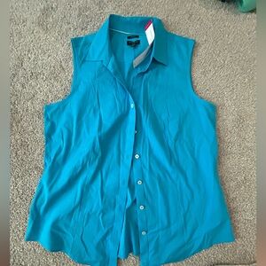 Talbots Turquoise Sleeveless Button-Down Shirt